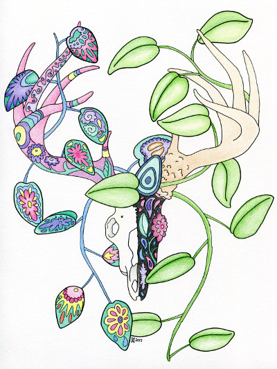 sugar skull deer coloring page root inspirations